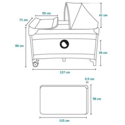 Lionelo - Rejseseng SVEN PLUS grå/gul