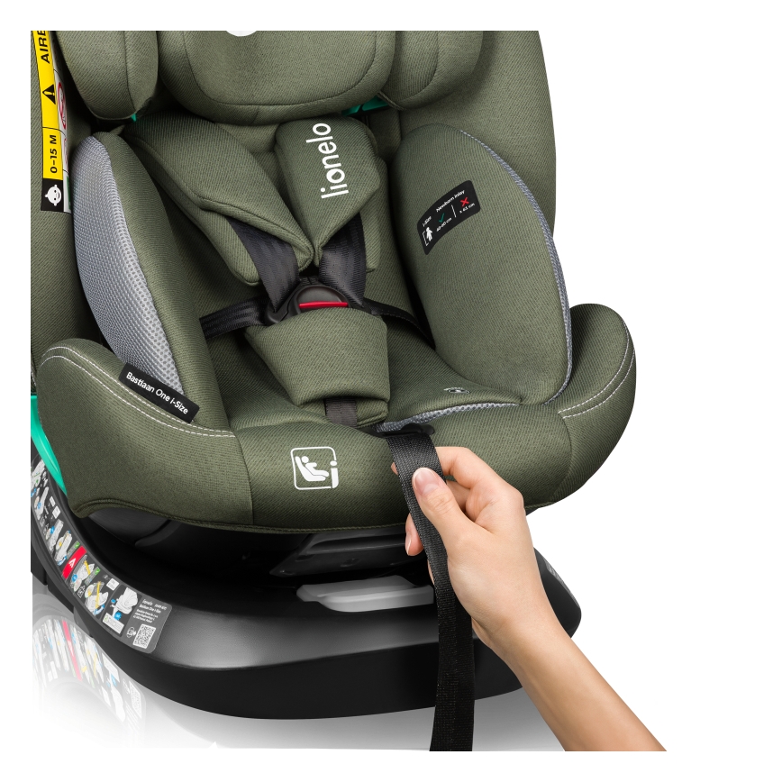 Lionelo - Drejbar autostol med base BASTIAAN ONE i-Size 40-150 cm Olivegrøn