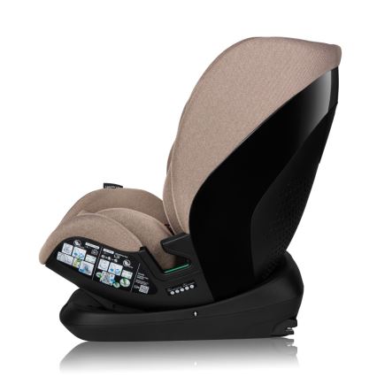 Lionelo - Roterbar bilbarnestol med base LAVENDER i-Size 76-150 cm Beige Latte