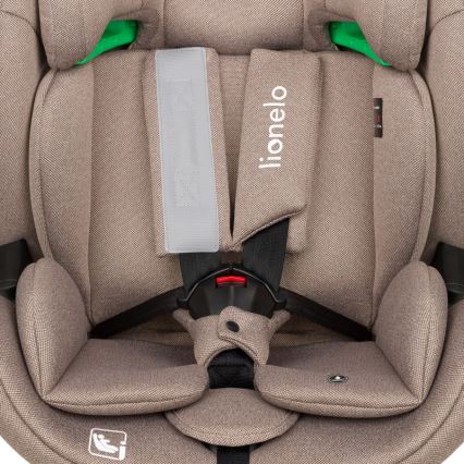 Lionelo - Roterbar bilbarnestol med base LAVENDER i-Size 76-150 cm Beige Latte