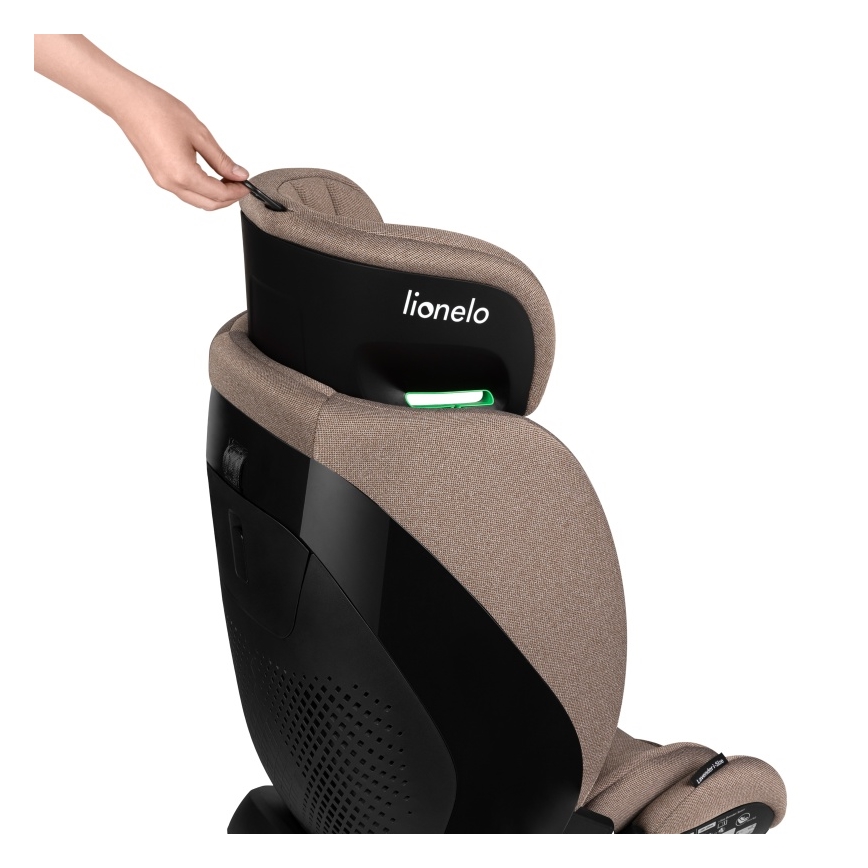 Lionelo - Roterbar bilbarnestol med base LAVENDER i-Size 76-150 cm Beige Latte