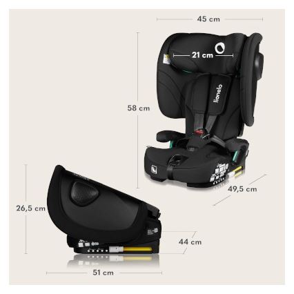 Lionelo - Sammenklappelig autostol NELLY i-Size 76-150 cm Sort Carbon