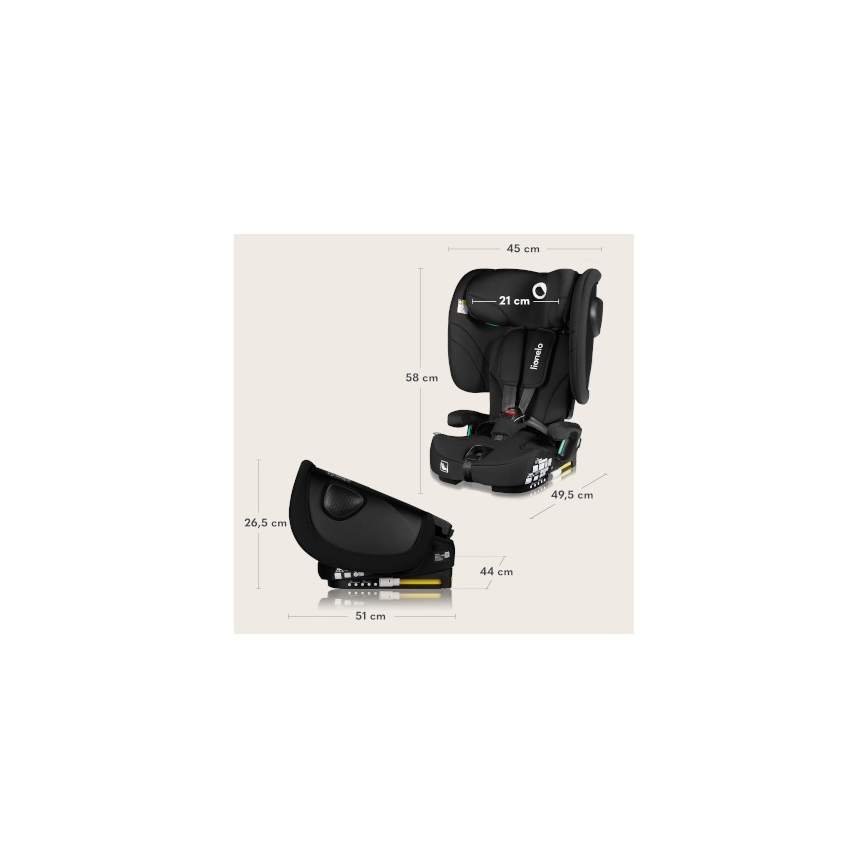 Lionelo - Sammenklappelig autostol NELLY i-Size 76-150 cm Sort Carbon