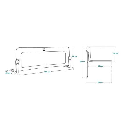 Lionelo - Sikkerhedsskinne til sengen EVA grå