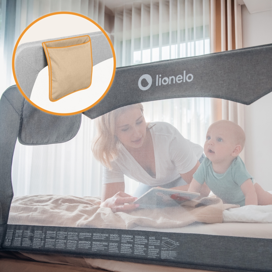 Lionelo - Sikkerhedsskinne til sengen HANNA grå melange