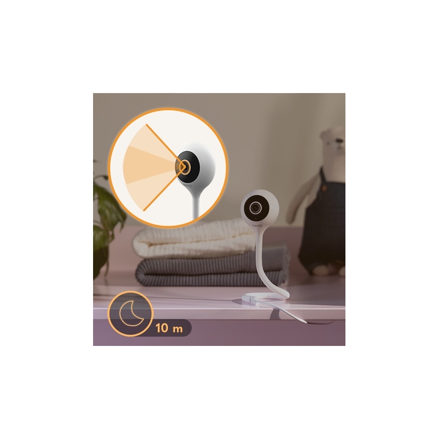 Lionelo - Smart babyalarm BABYLINE SMART Wi-Fi Hvid