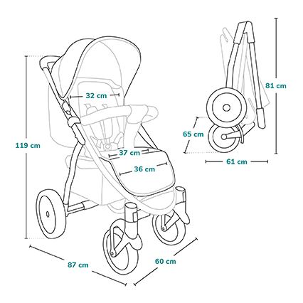 Lionelo - Sportsklapvogn ANNET TOUR sort/grøn