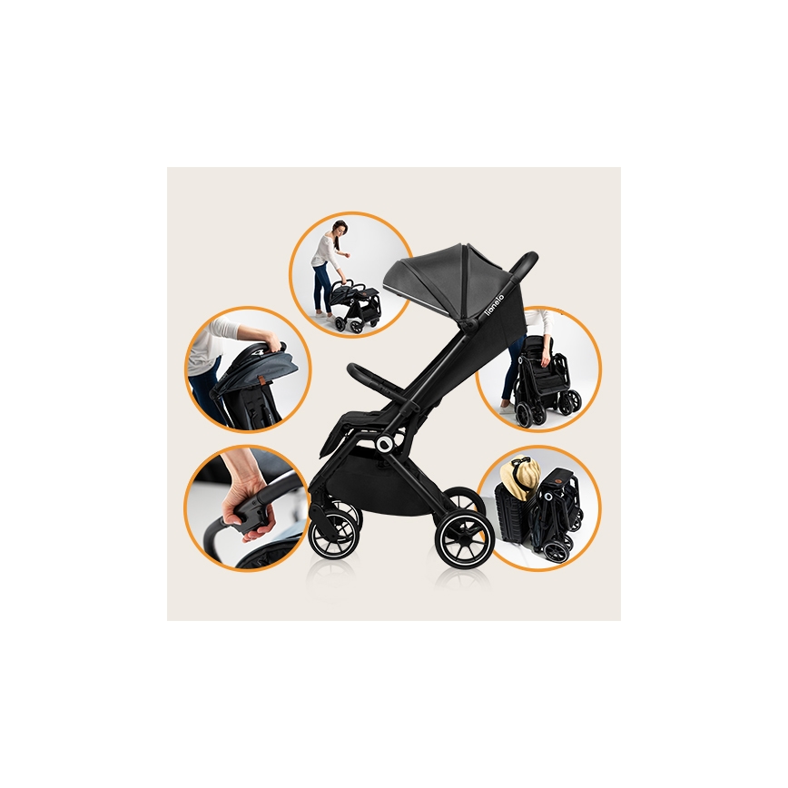 Lionelo - Sportsklapvogn CLOE sort/grå