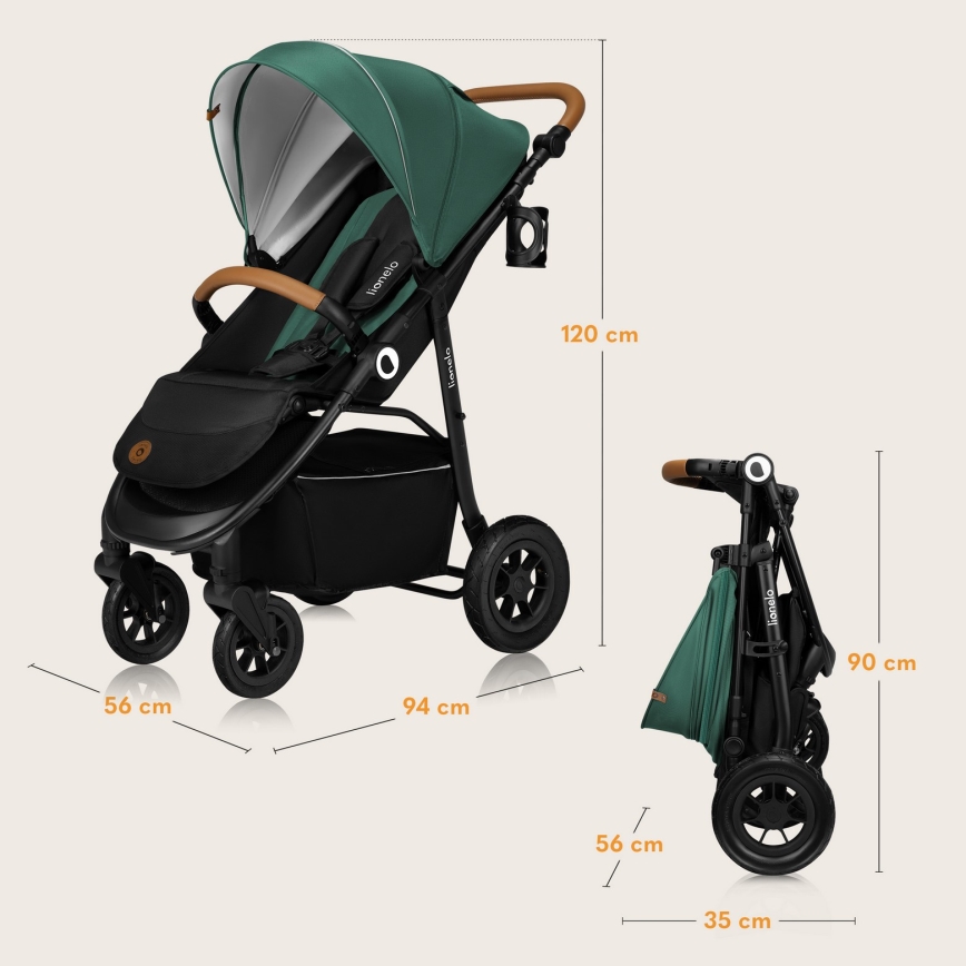 Lionelo - Sportsklapvogn NATT Green Emerald