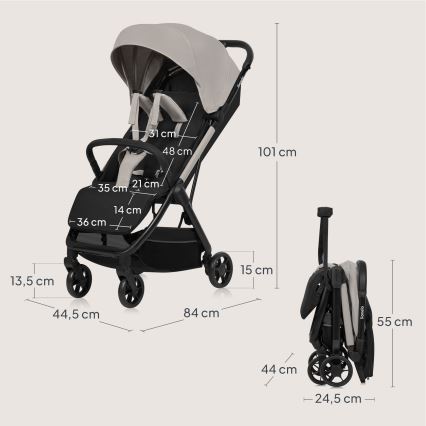 Lionelo - Sportsvogn JULIE AIR Beige Sand