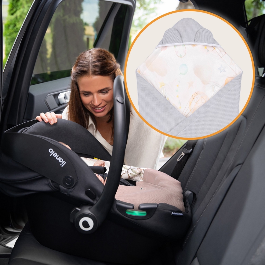 Lionelo - Svøb til autostol TRAVEL SWADDLE 90x90 cm Grå Baloon