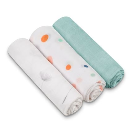 Lionelo - Sæt med 3 stk. bambusstofbleer BAMBOO SET 70x70 cm Dot