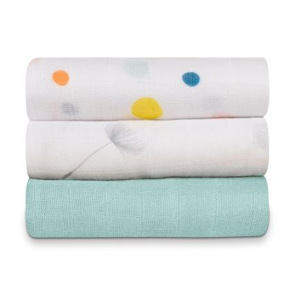 Lionelo - Sæt med 3 stk. bambusstofbleer BAMBOO SET 70x70 cm Dot