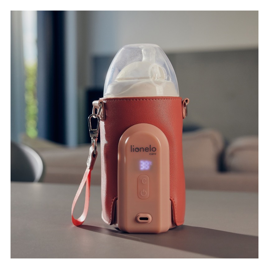 Lionelo - THERMUP GO EVO genopladelig flaskevarmer 18W/5V lyserød