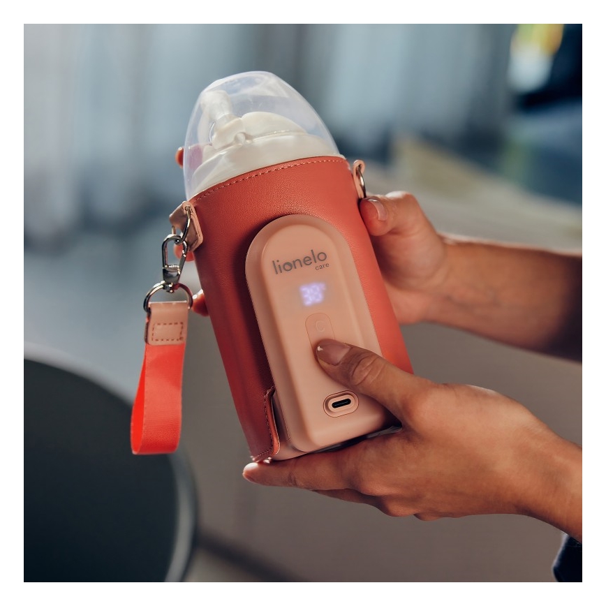 Lionelo - THERMUP GO EVO genopladelig flaskevarmer 18W/5V lyserød