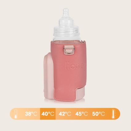 Lionelo - THERMUP GO EVO genopladelig flaskevarmer 18W/5V lyserød