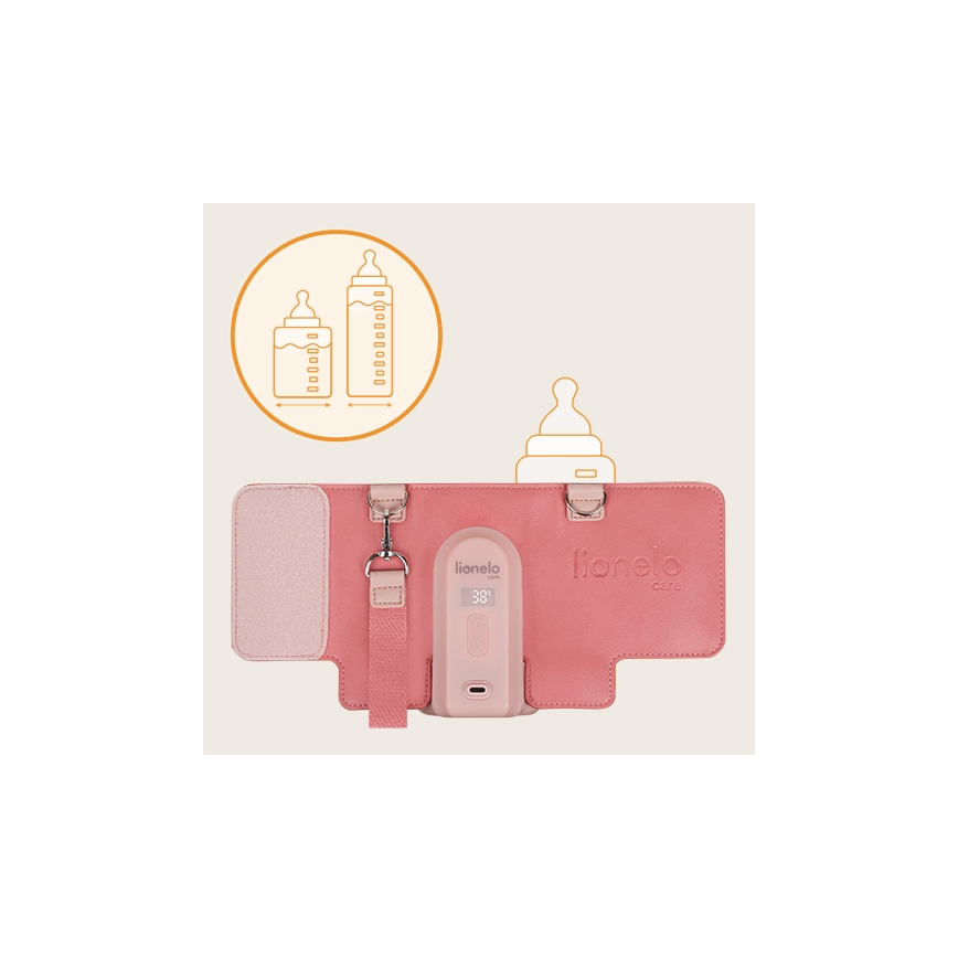 Lionelo - THERMUP GO EVO genopladelig flaskevarmer 18W/5V lyserød