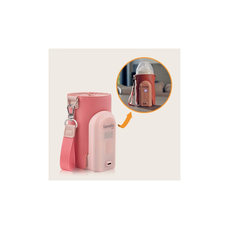 Lionelo - THERMUP GO EVO genopladelig flaskevarmer 18W/5V lyserød