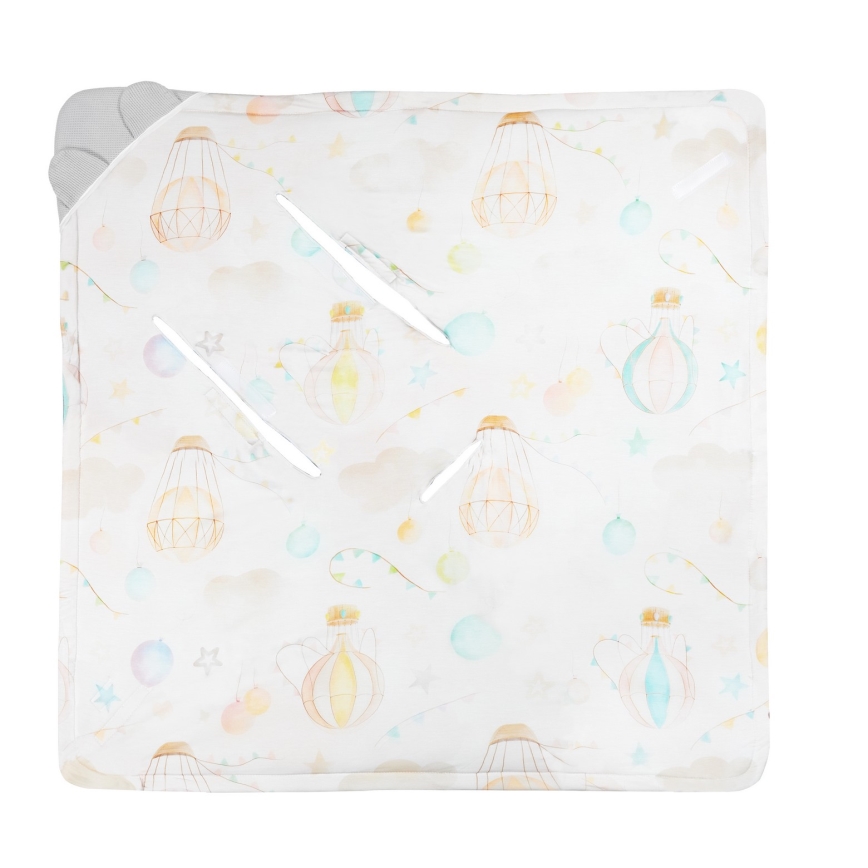 Lionelo - Travel Swaddle Baby Wrap 90x90 cm Grey Balloon