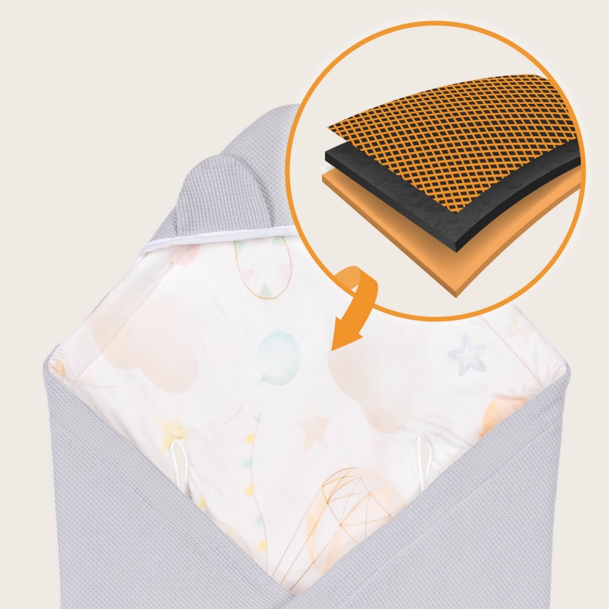 Lionelo - Travel Swaddle Baby Wrap 90x90 cm Grey Balloon