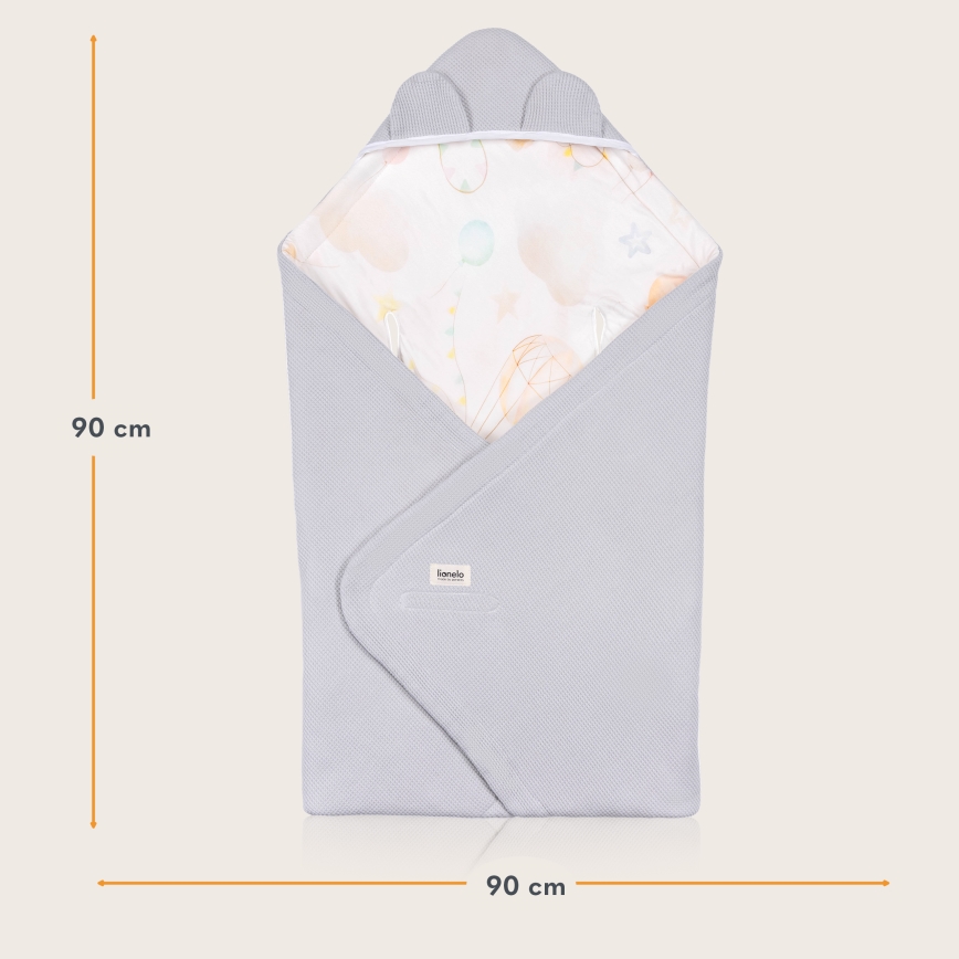 Lionelo - Travel Swaddle Baby Wrap 90x90 cm Grey Balloon
