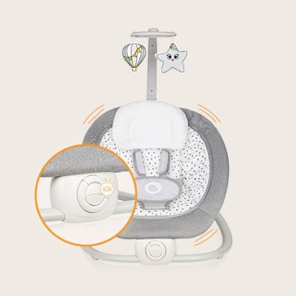 Lionelo - Vibrerende babysæde med melodi PASCAL 2xAA grå
