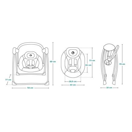 Lionelo - Vippestol til baby OTTO 4xLR14 Cozy Grey