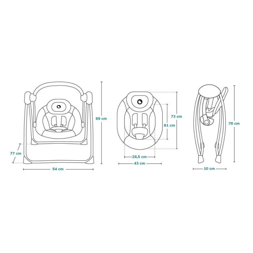 Lionelo - Vippestol til baby OTTO 4xLR14 Cozy Grey