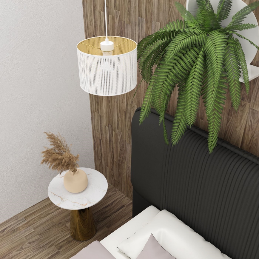 Loftlampe på kabel LOFT SHADE 1xE27/60W/230V Ø 25 cm hvid/guld