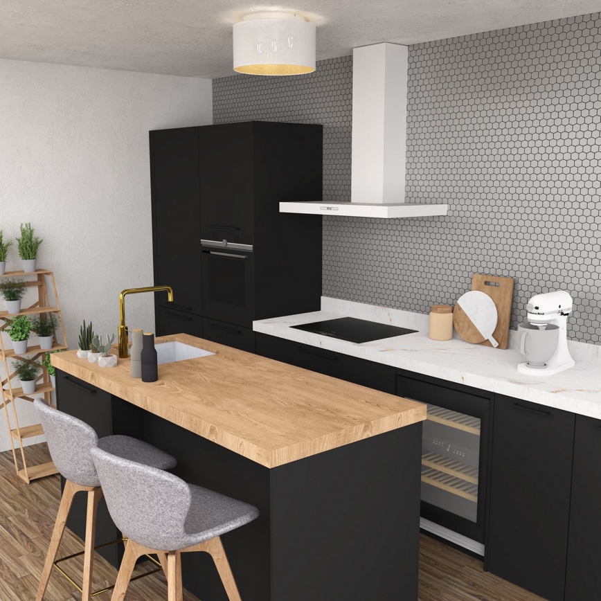 Loftlampe med loftbeslag SHADE 3xE27/60W/230V hvid/guld