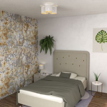 Loftlampe med loftbeslag SHADE 3xE27/60W/230V hvid/guld