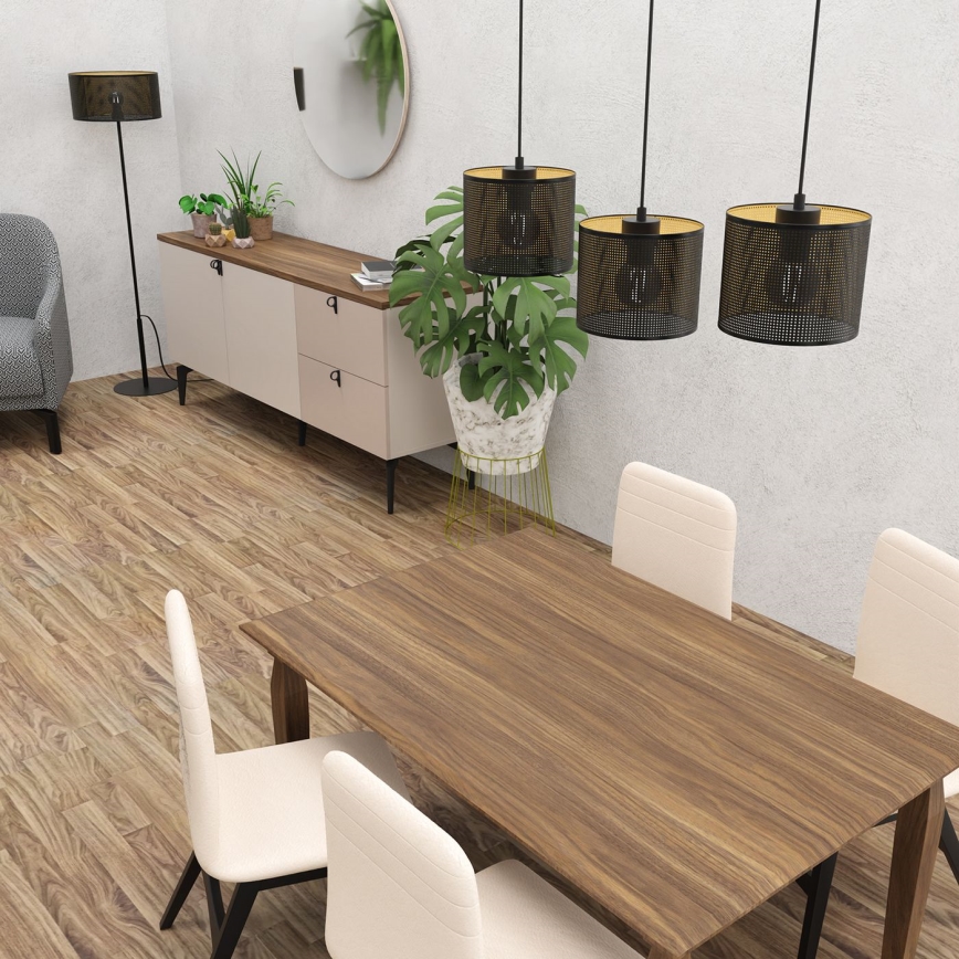 Loftlampe på kabel LOFT SHADE 3xE27/60W/230V sort/guld