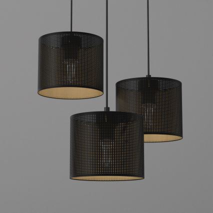 Loftlampe på kabel LOFT SHADE 3xE27/60W/230V sort/guld