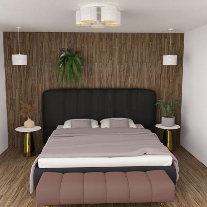 Loftlampe med loftbeslag SHADE 5xE27/60W/230V hvid/guld