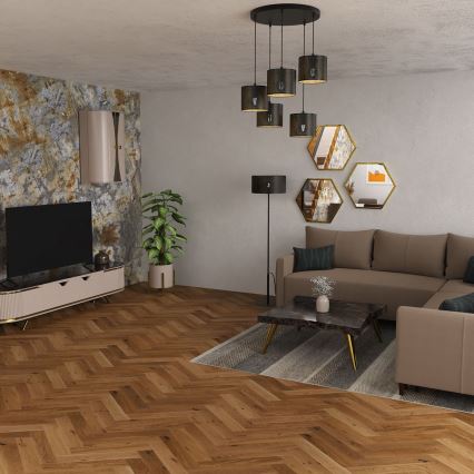 Loftlampe på kabel LOFT SHADE 5xE27/60W/230V sort/guld