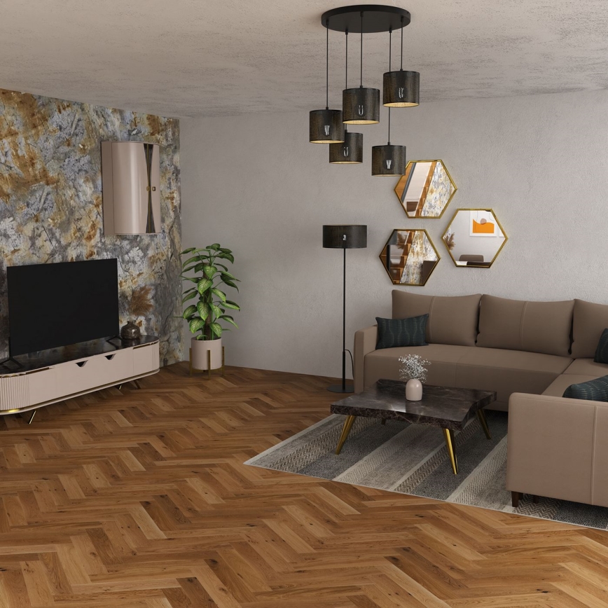 Loftlampe på kabel LOFT SHADE 5xE27/60W/230V sort/guld