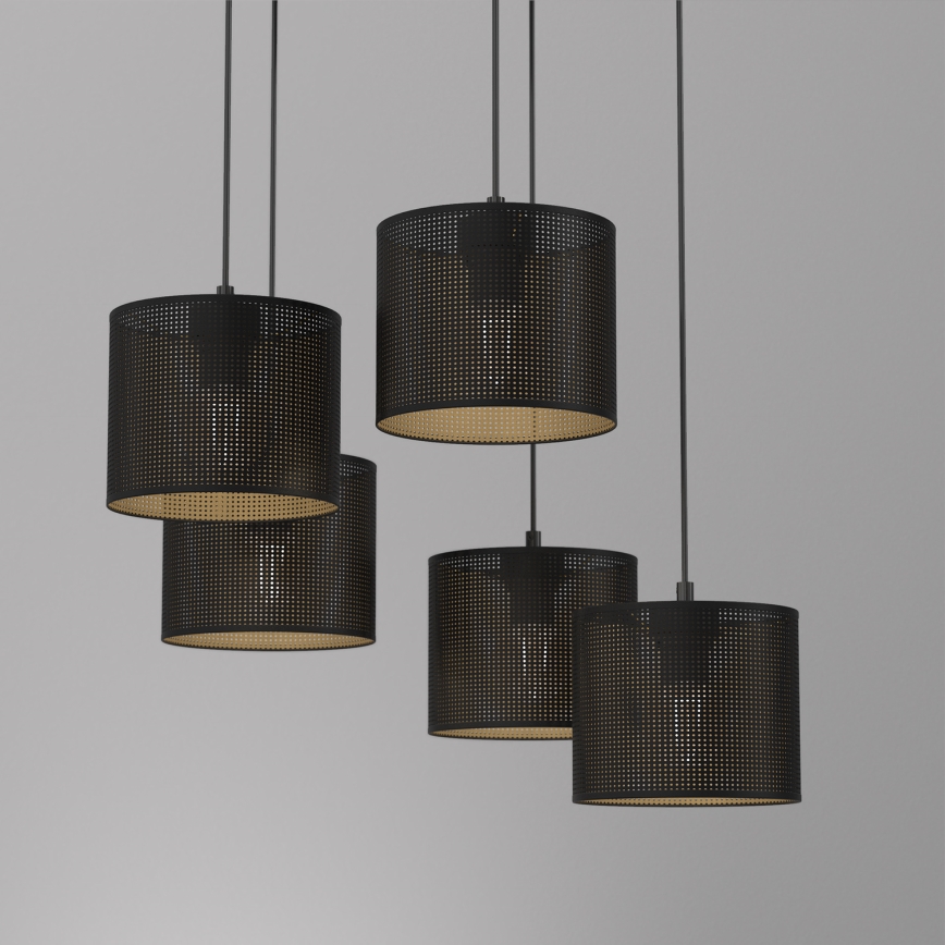 Loftlampe på kabel LOFT SHADE 5xE27/60W/230V sort/guld