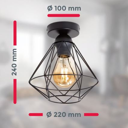 Loftlampe 1xE27/40W/230V sort