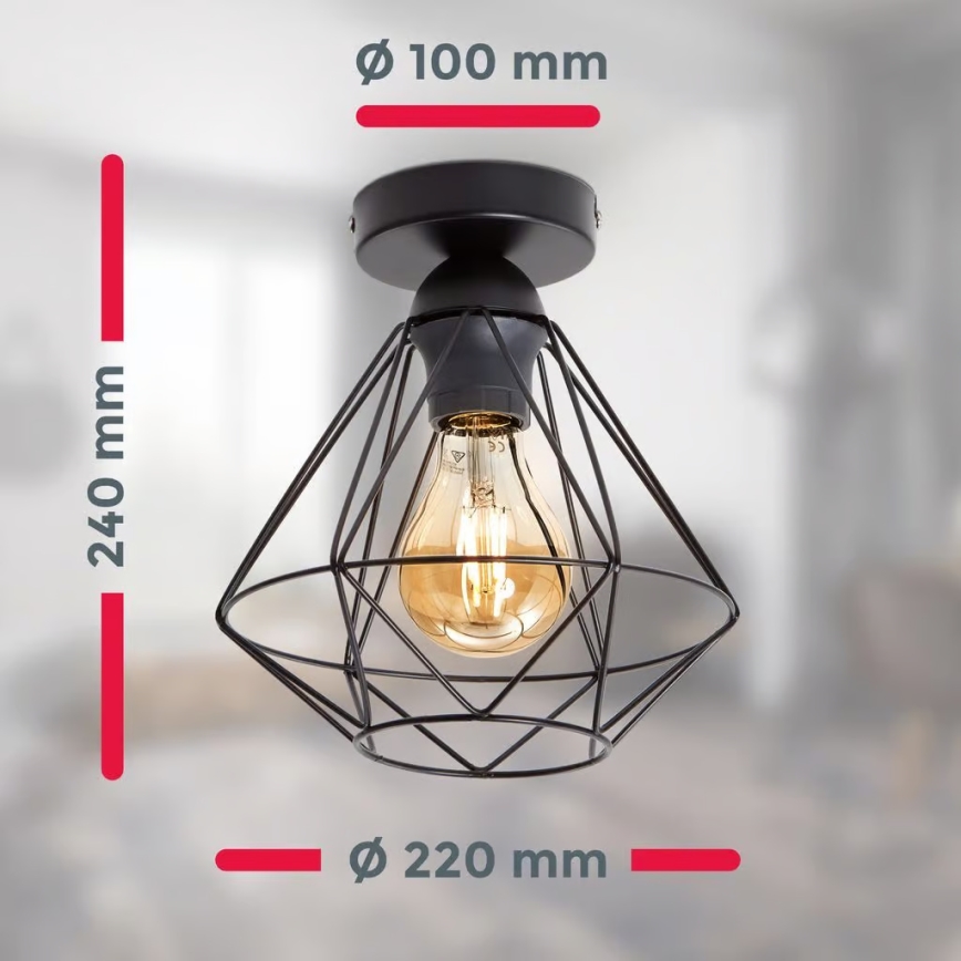 Loftlampe 1xE27/40W/230V sort