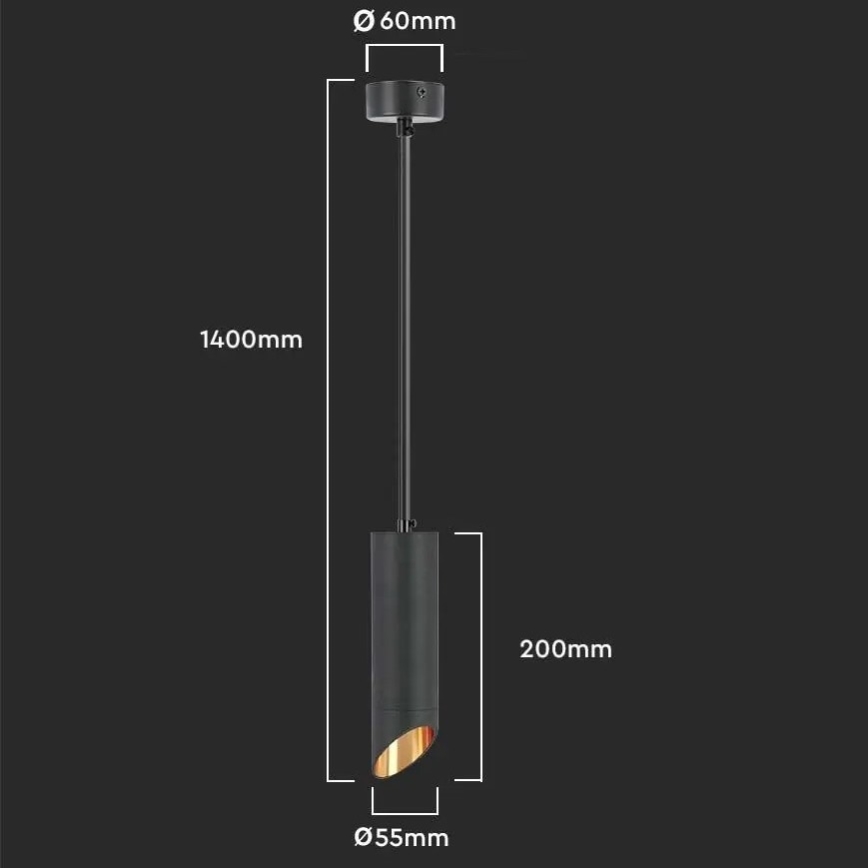 Loftlampe 1xGU10/35W/230V 20 cm sort