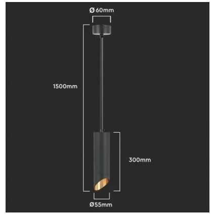 Loftlampe 1xGU10/35W/230V 30 cm sort