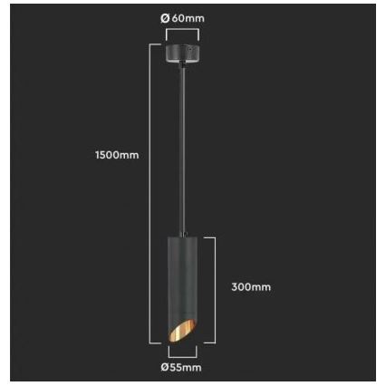 Loftlampe 1xGU10/35W/230V 30 cm sort