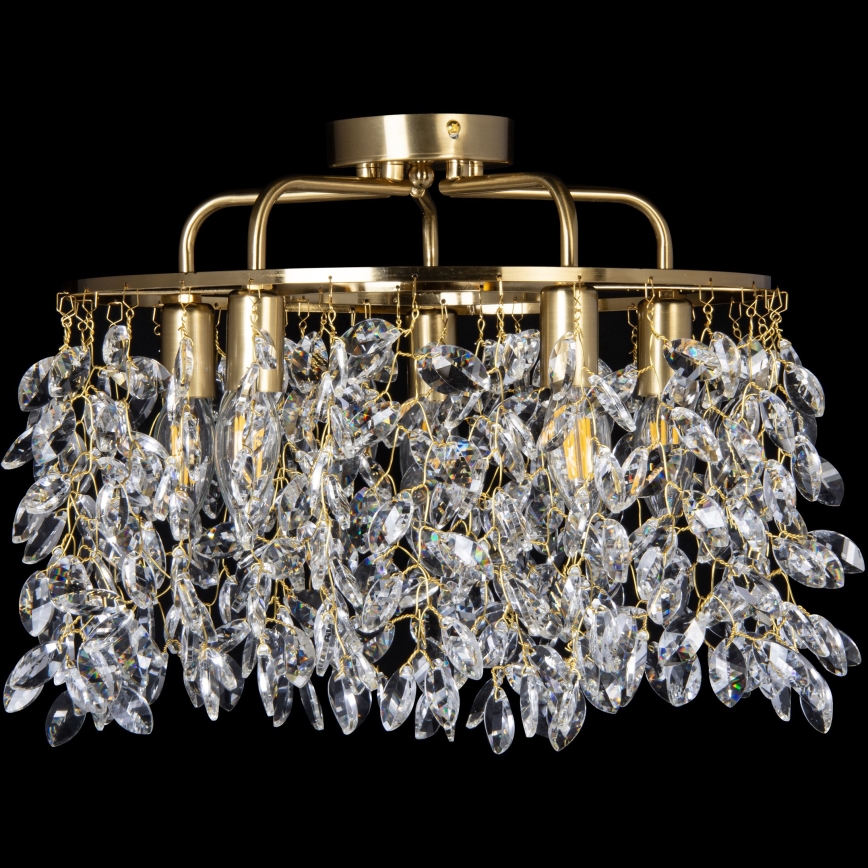 Loftlampe 5xE14/60W/230V diameter 40 cm guldfarvet
