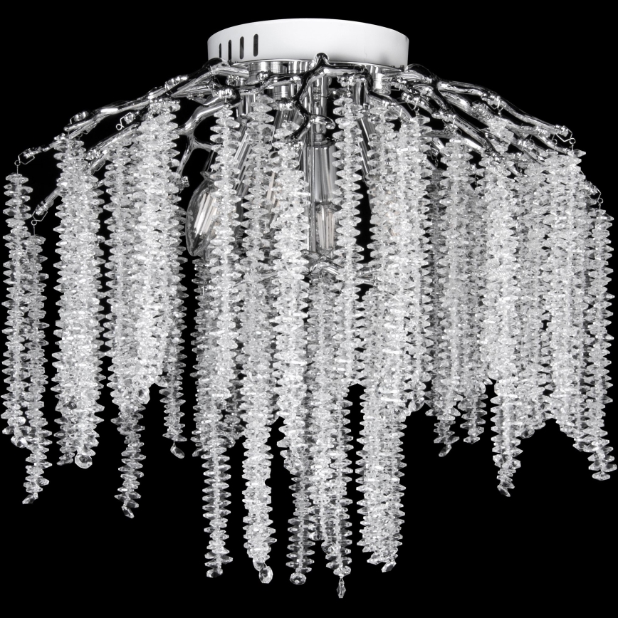 Loftlampe 6xE14/60W/230V + 3xLED/3W diameter 54 cm skinnende krom