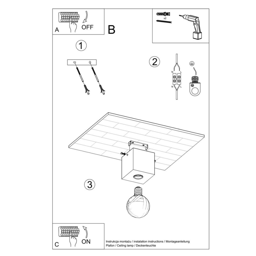 Loftlampe ABEL 1xE27/60W/230V betongrå