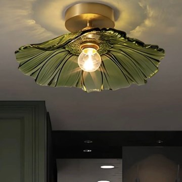 Loftlampe ACRYLIC 1xE27/40W/230V Ø 28 cm guld/grøn
