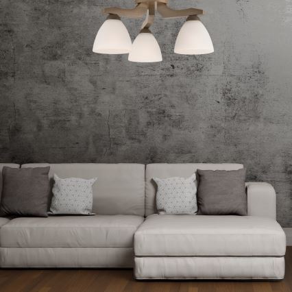 Loftlampe ADRIANO 3xE27/60W/230V bøg - FSC certificeret