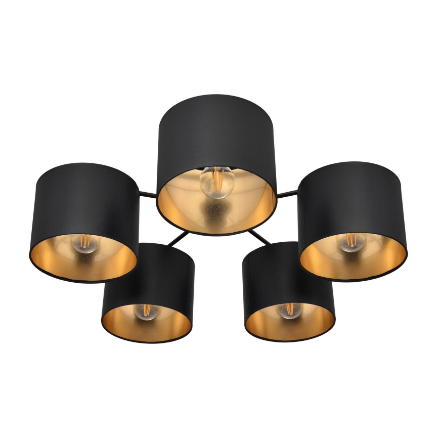 Loftlampe ALBA 5xE27/15W/230V sort/guldfarvet