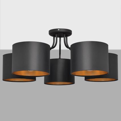 Loftlampe ALBA 5xE27/15W/230V sort/guldfarvet