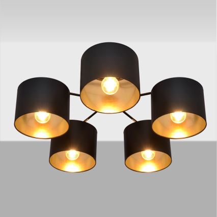 Loftlampe ALBA 5xE27/15W/230V sort/guldfarvet